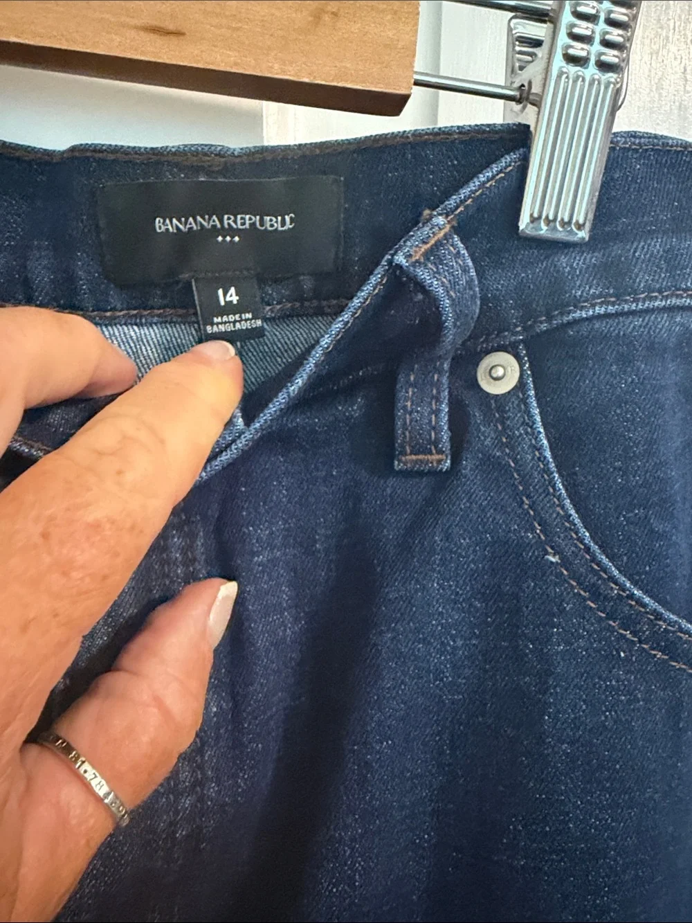 Banana Republic Dark Blue Denim Straight Midi Skirt